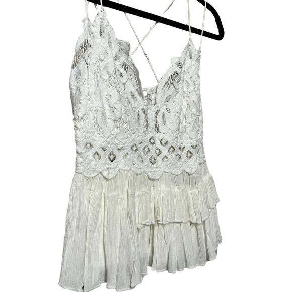 Free People Adella Cami Lace Ruffed Tank Top / S- Medium - Picture 2 of 11